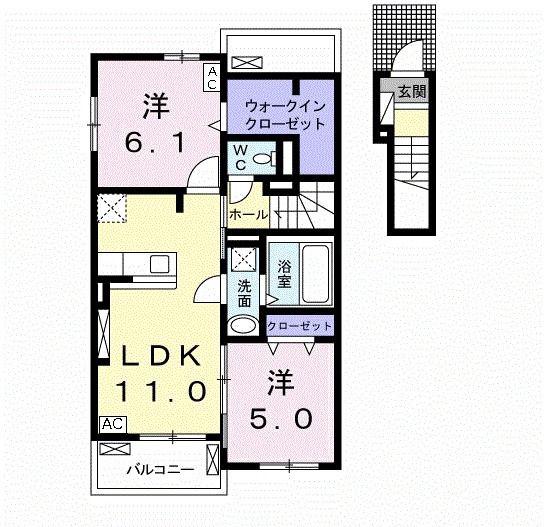 ベル ハーモニー I(2LDK/2階)の間取り写真