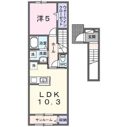 コルティーレII(1LDK/2階)の間取り写真
