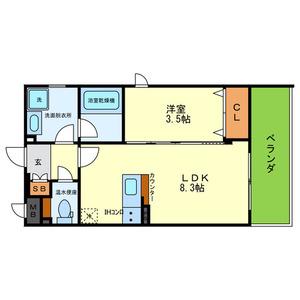 SK甲子園(1LDK/3階)の間取り写真