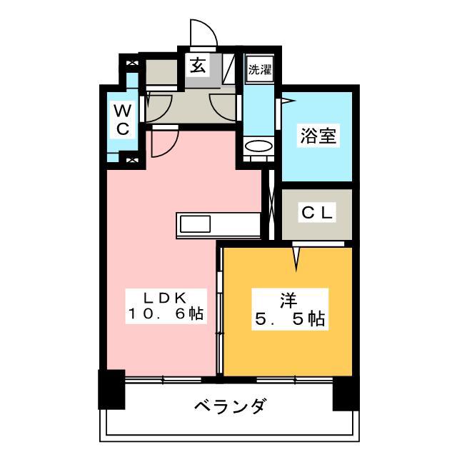 エスペラージュ那の川(1LDK/2階)の間取り写真
