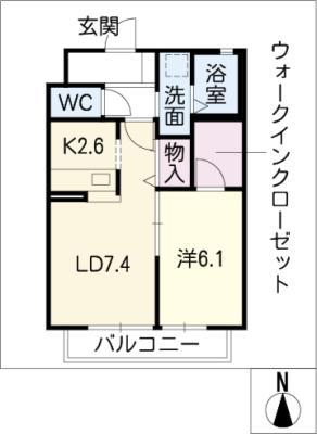 アニマルワン D棟(1LDK/1階)の間取り写真