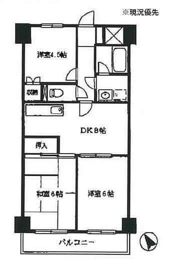 エクセレント北山田(3DK/3階)の間取り写真