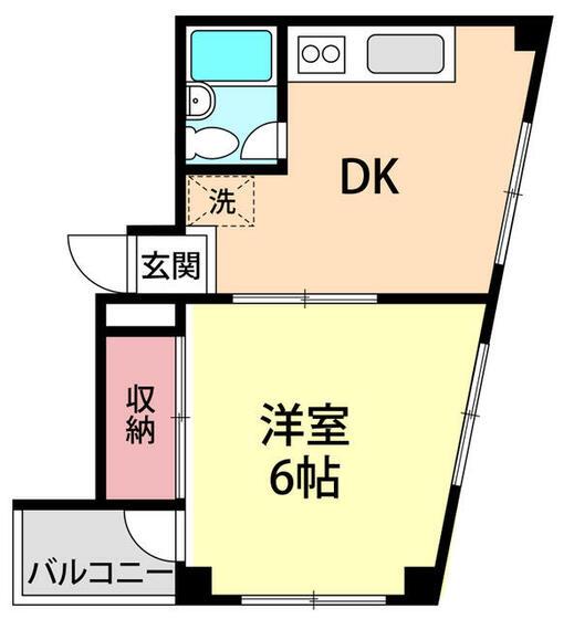 伊藤ビル(1DK/2階)の間取り写真