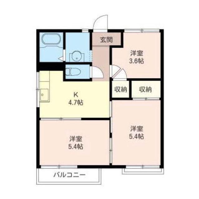 ジュネス伊勢山II(3K/2階)の間取り写真