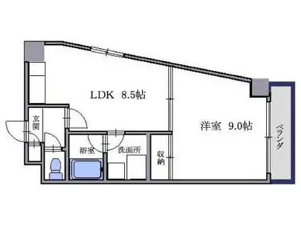 メゾン・デ・ドーレ金沢(1LDK/2階)の間取り写真