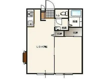 ルーアルハイツ(1LDK/2階)の間取り写真