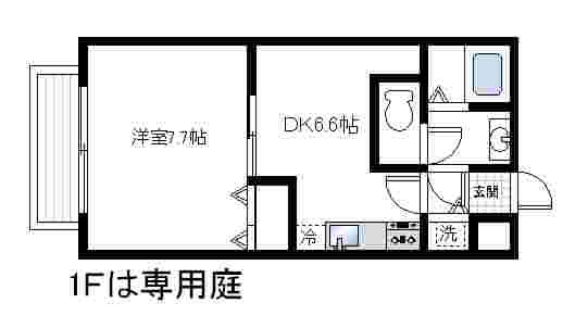 フジパレス ヒサホ(1DK/1階)の間取り写真