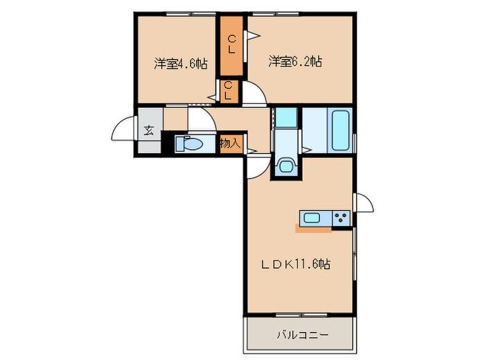 トレッフル(2LDK/2階)の間取り写真
