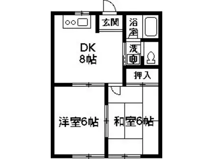 カーサシミズ(2DK/1階)の間取り写真