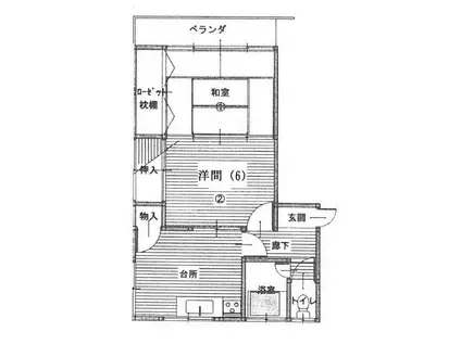 鹿児島県薩摩川内市 4階建 築43年(2DK/2階)の間取り写真