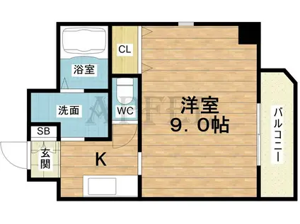 PARK HILLS 北堀江 LA MODA(1K/6階)の間取り写真