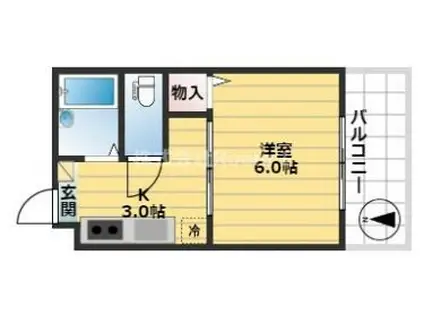 NS法円坂(1K/6階)の間取り写真