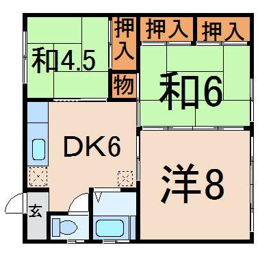 サンハイム荒楯(3DK/2階)の間取り写真