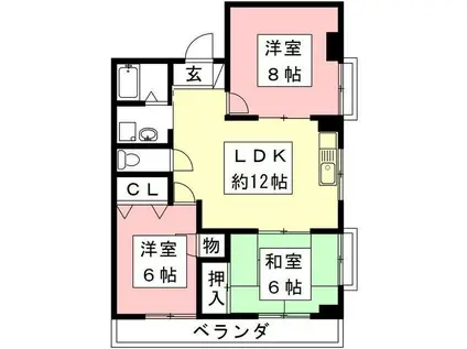 吉田グリーンハイツII(3LDK/4階)の間取り写真