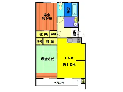 公田ハイツ(2LDK/4階)の間取り写真