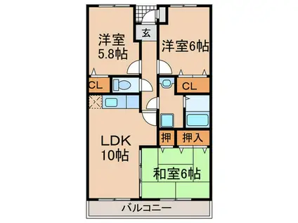 エルパティオ田原(3LDK/4階)の間取り写真