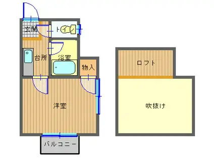 アークヒルズ長崎(1K/2階)の間取り写真