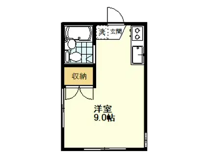 ベルカイユ(ワンルーム/2階)の間取り写真