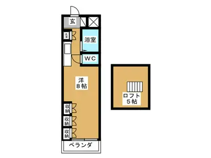 メルパラッツォ(ワンルーム/2階)の間取り写真