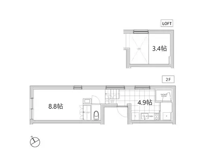 エスセナーリオ四谷坂町(ワンルーム/2階)の間取り写真