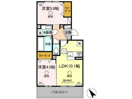 アベニール新八代(2LDK/1階)の間取り写真