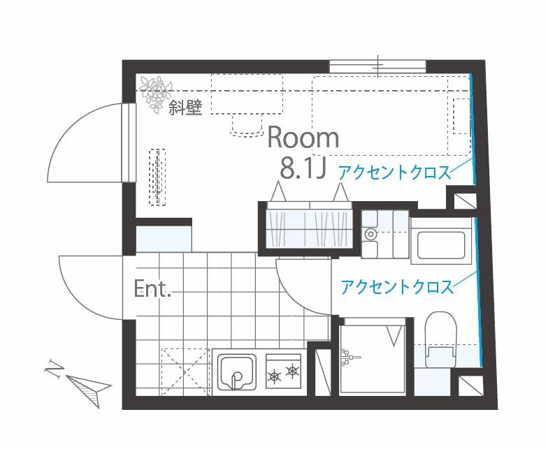 CREA渋谷初台(1K/5階)の間取り写真