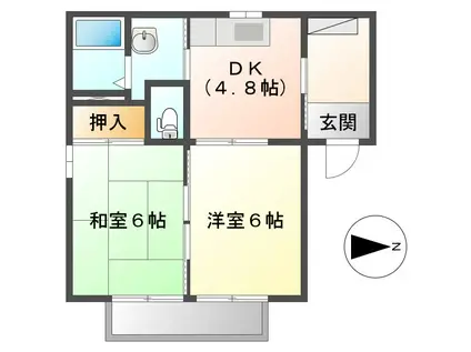 ポートシマダA棟(2DK/1階)の間取り写真