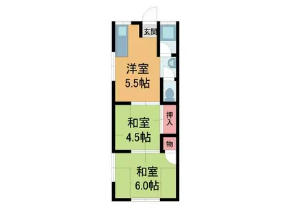 大和荘(2DK/2階)の間取り写真