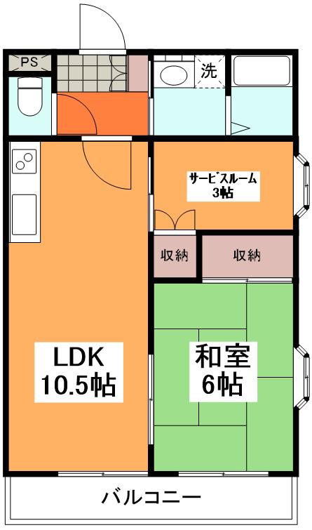 ニューハイツ昭島(1SLDK/2階)の間取り写真