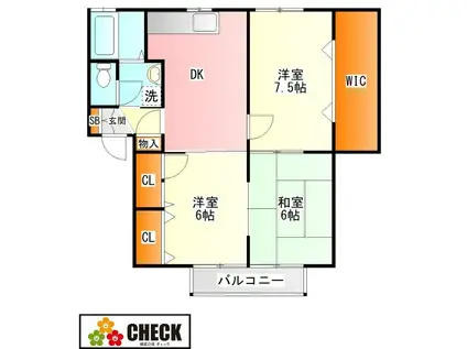 フォレストアベニューI(3DK/2階)の間取り写真