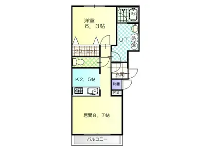 エスティ三番館214-10(1LDK/1階)の間取り写真