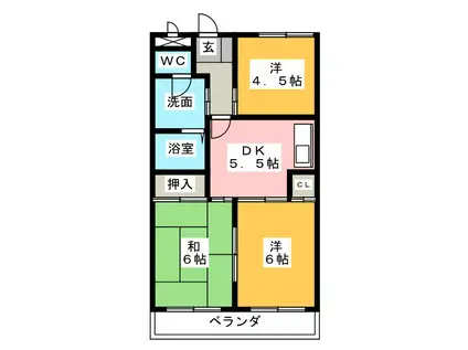 三宅ハイツ(3DK/4階)の間取り写真