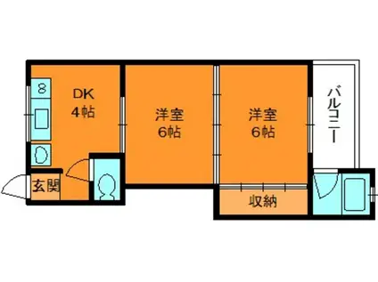 松井マンション2号棟(2DK/3階)の間取り写真