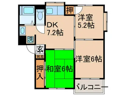 ニコーホームマンションC館(3DK/3階)の間取り写真