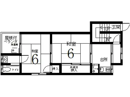 第二みやしき荘(2K/2階)の間取り写真