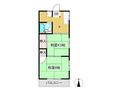 コーナー白峰(2K/2階)の間取り写真