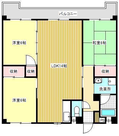 サンコーポ国分(3LDK/2階)の間取り写真