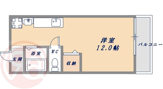 フラッグス肥後橋(ワンルーム/3階)の間取り写真