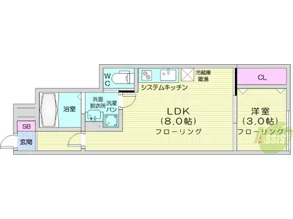 エスポワール桜(1LDK/1階)の間取り写真