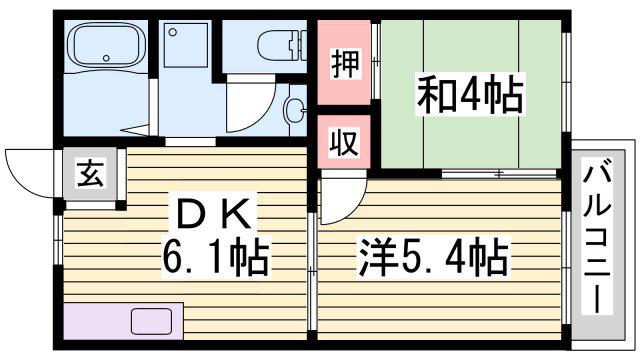 ハイツエヌ(2DK/2階)の間取り写真