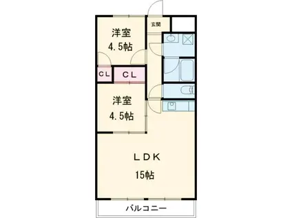 リパルティーレ津新町(2LDK/3階)の間取り写真