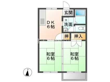 東新ハイツ(2DK/4階)の間取り写真