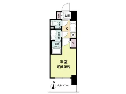 エスリードレジデンス梅田グランゲート(1K/15階)の間取り写真