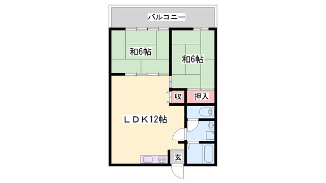 プレジデントふくなが(2LDK/2階)の間取り写真