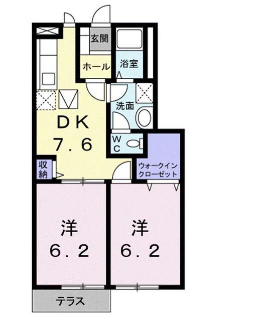 エスポワールシテイA(2DK/1階)の間取り写真