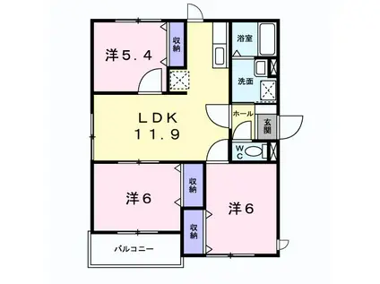 ルミエールC(3LDK/2階)の間取り写真