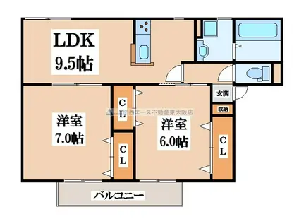 カーサジュネス(2LDK/1階)の間取り写真