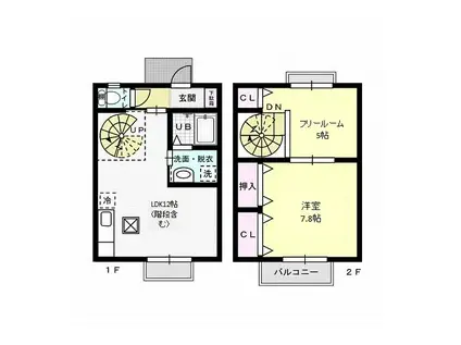 グラシアA(2LDK/1階)の間取り写真