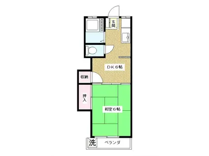 丸にコーポ(1DK/2階)の間取り写真