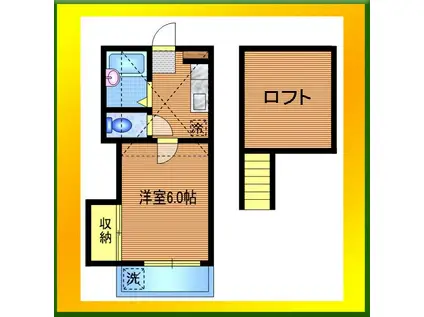 ホワイトキャッスル萩山(1K/1階)の間取り写真